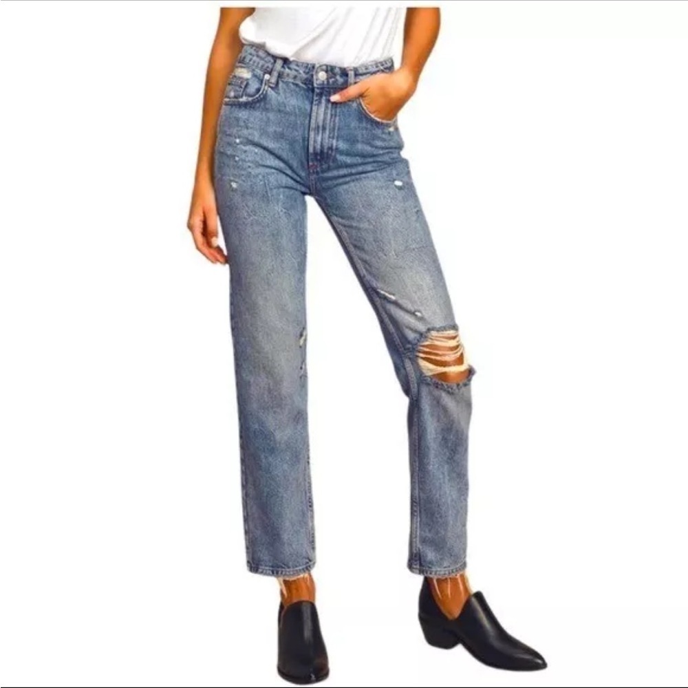 FREE PEOPLE Dakota High-Rise Straight Distressed Jean Size 29